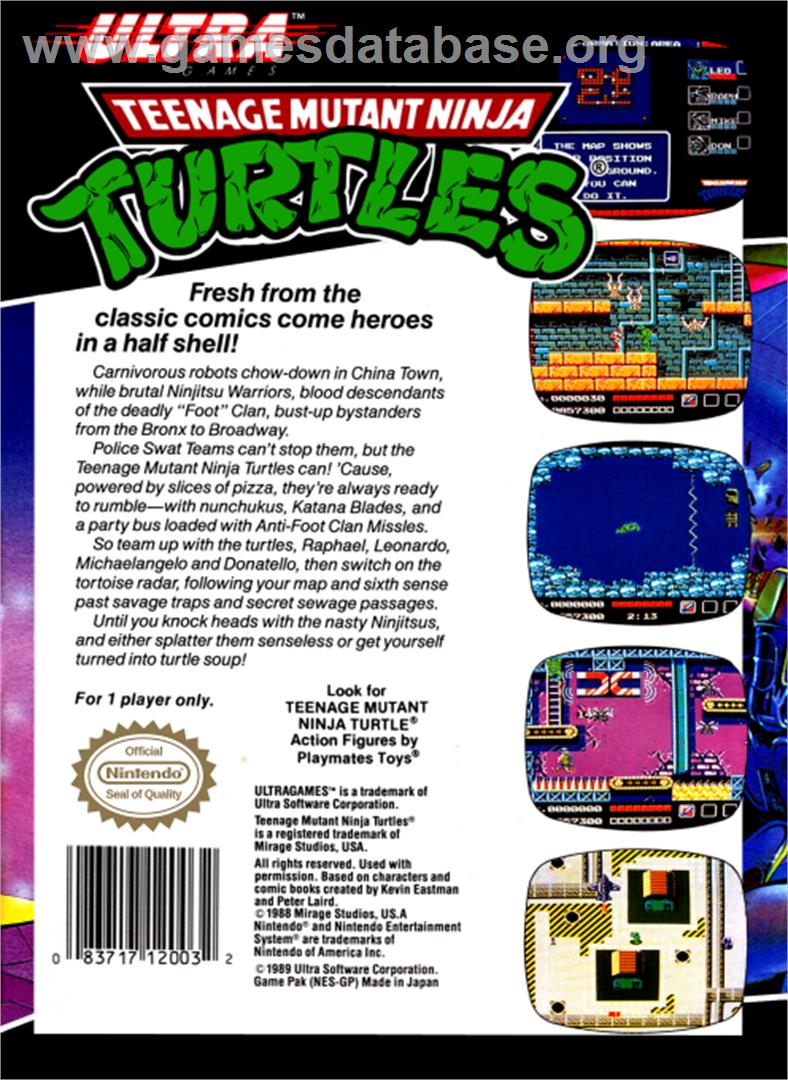 Teenage Mutant Ninja Turtles: Tournament Fighters - Nintendo NES - Artwork - Box Back