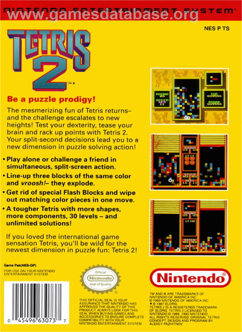 Tetris 2 - Nintendo NES - Artwork - Box Back