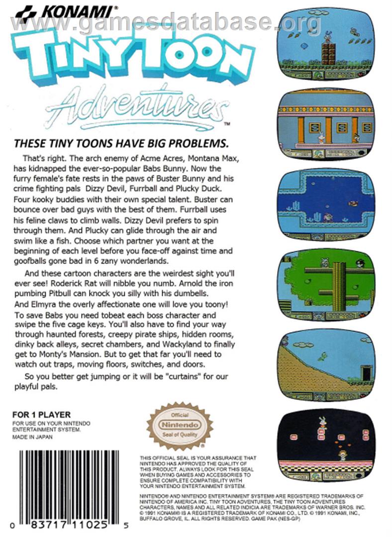 Tiny Toon Adventures - Nintendo NES - Artwork - Box Back