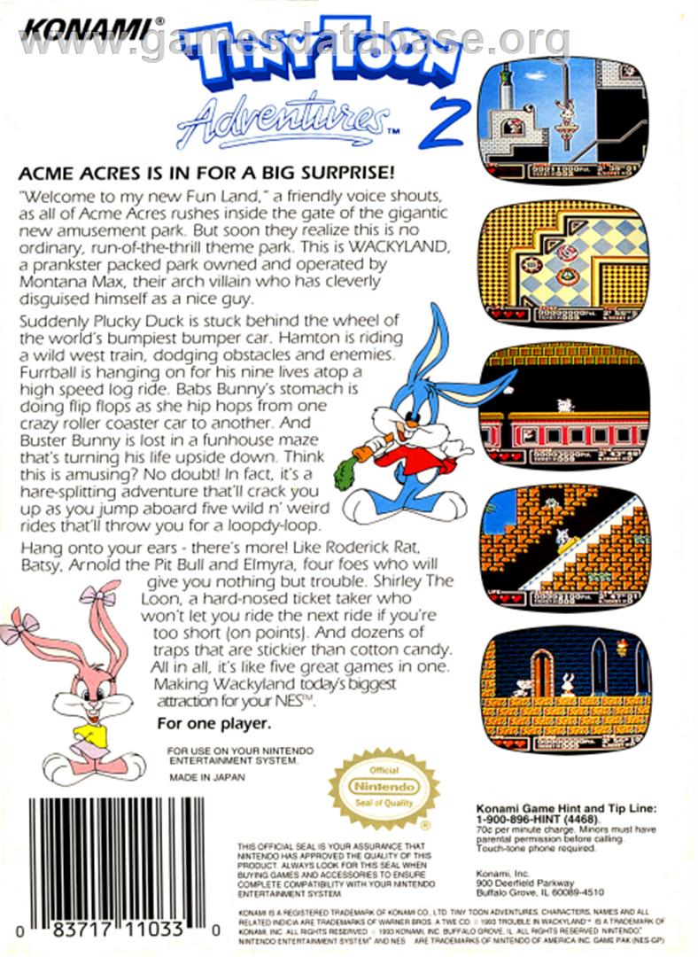 Tiny Toon Adventures 2: Trouble in Wackyland - Nintendo NES - Artwork - Box Back