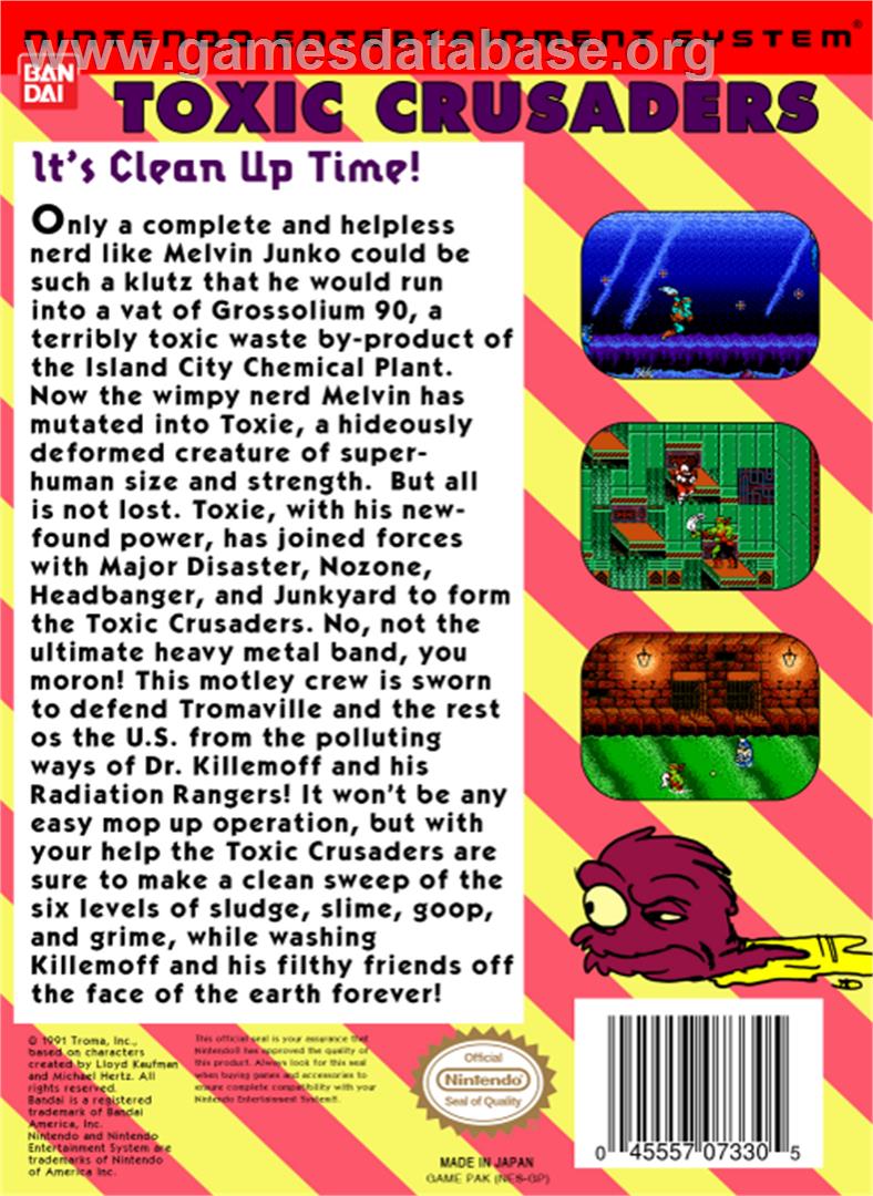 Toxic Crusaders - Nintendo NES - Artwork - Box Back