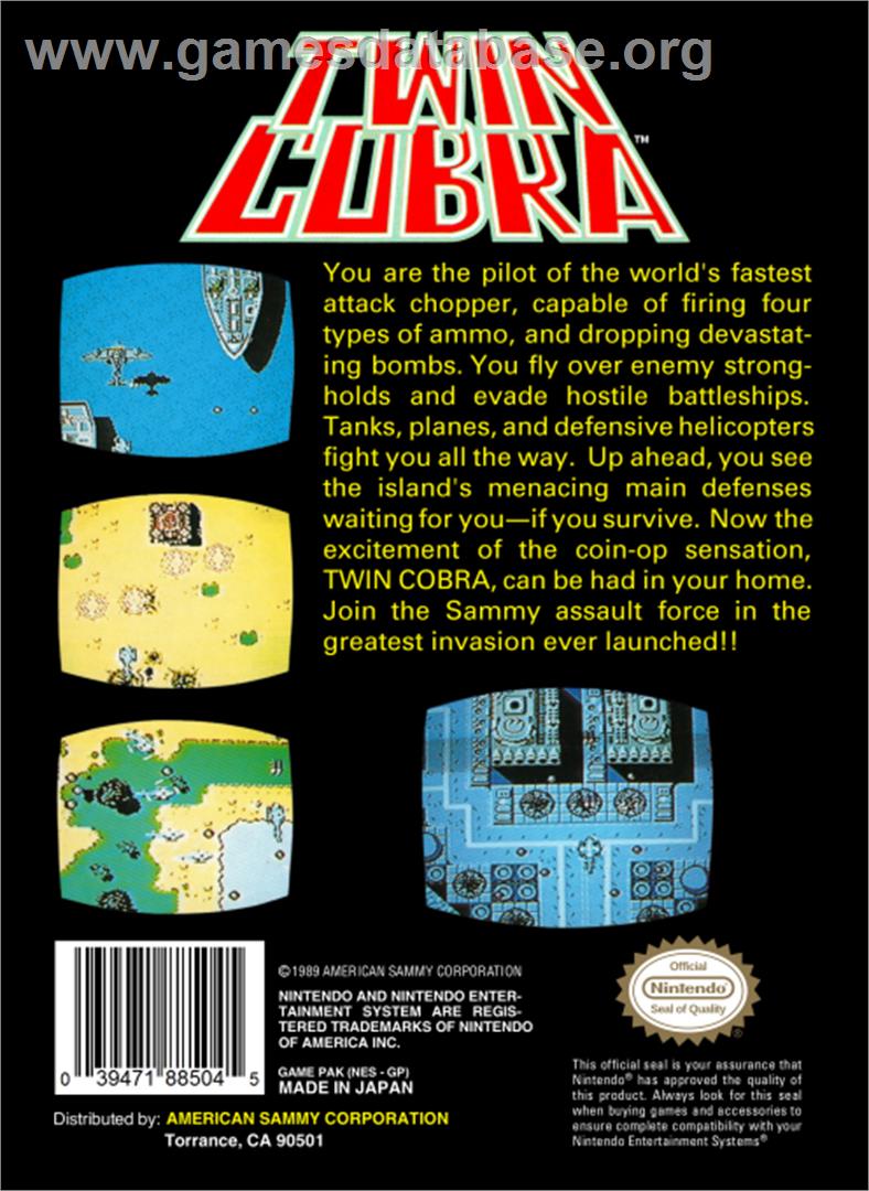 Twin Cobra - Nintendo NES - Artwork - Box Back