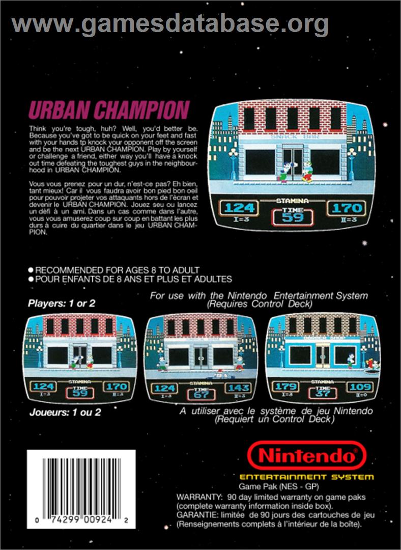 Urban Champion - Nintendo NES - Artwork - Box Back