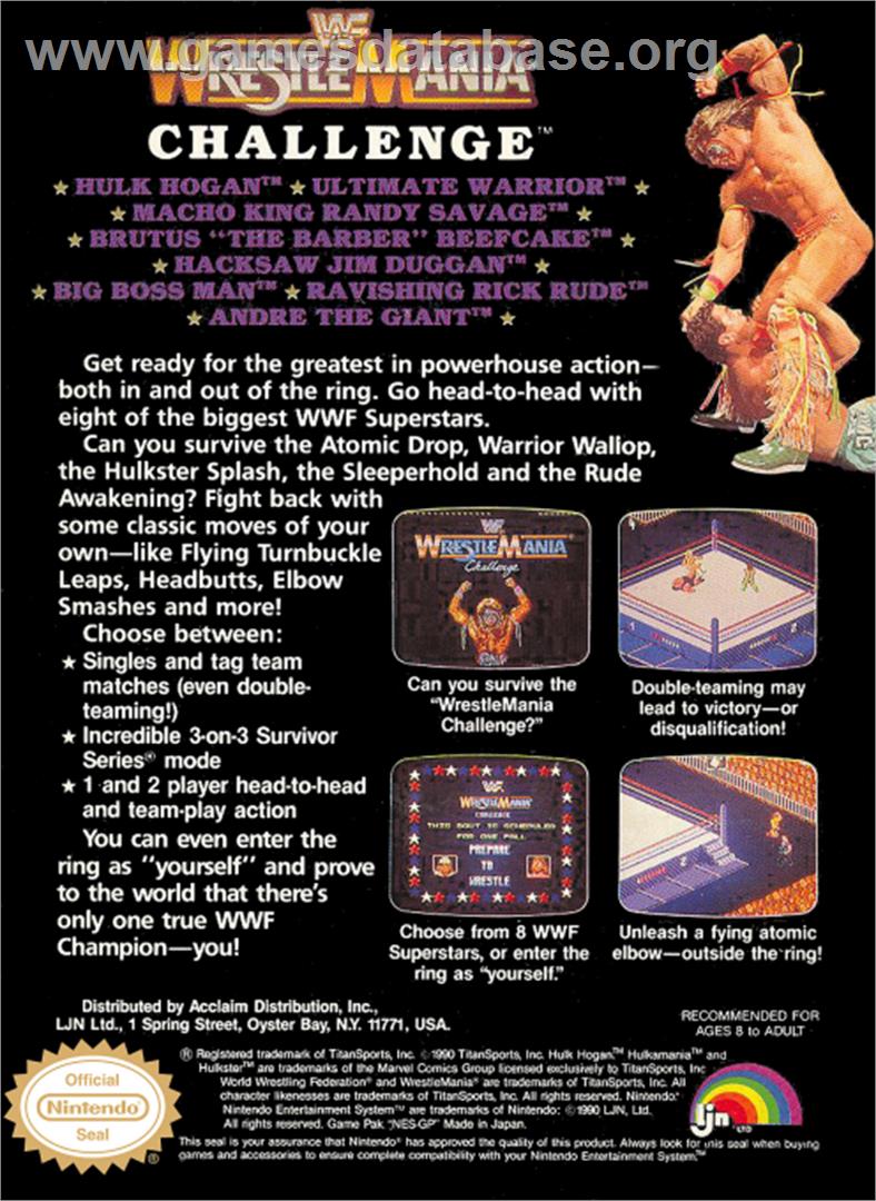 WWF Wrestlemania Challenge - Nintendo NES - Artwork - Box Back