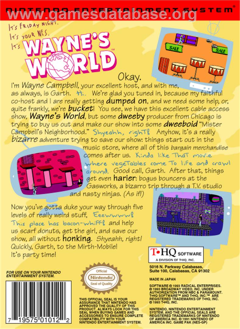 Wayne's World - Nintendo NES - Artwork - Box Back