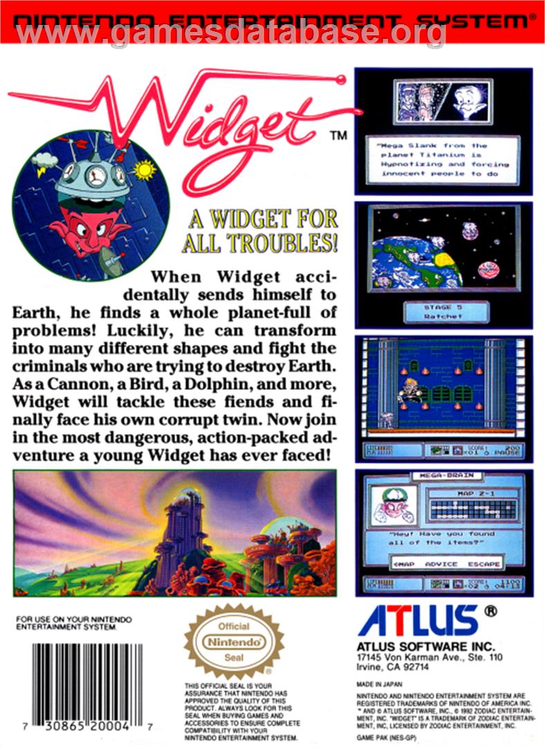 Widget - Nintendo NES - Artwork - Box Back