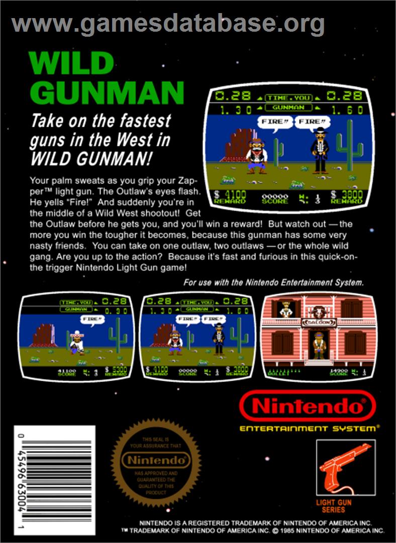 Wild Gunman - Nintendo NES - Artwork - Box Back