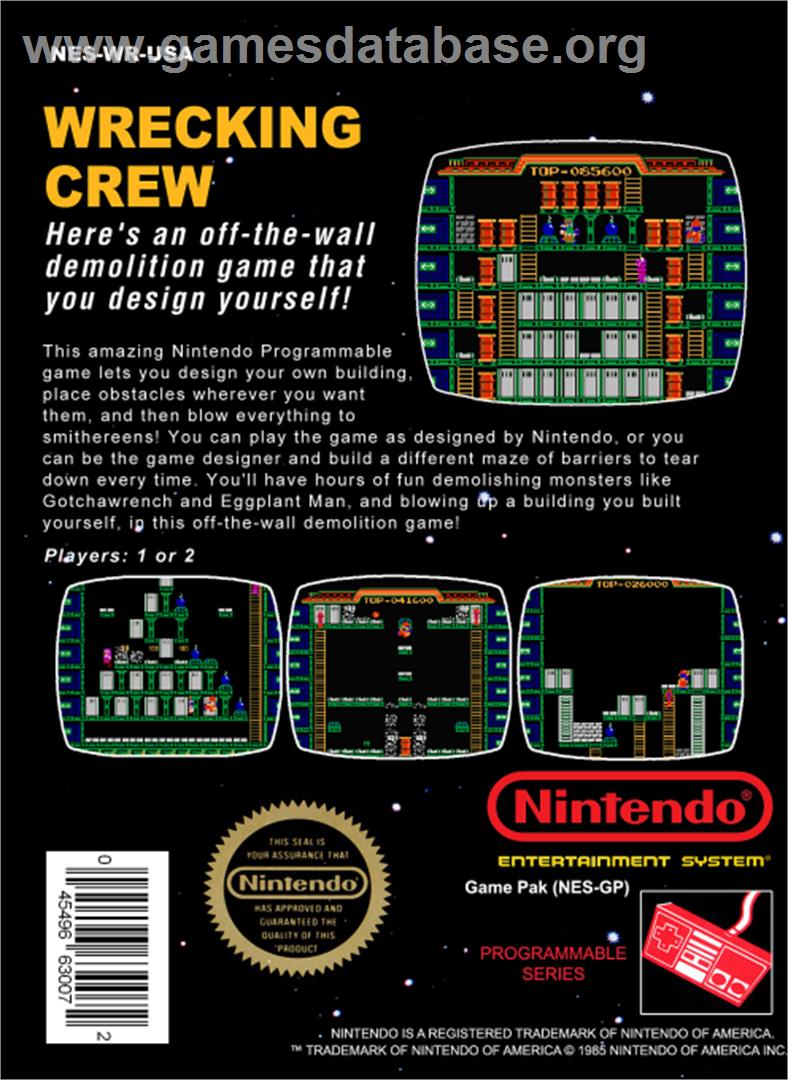 Wrecking Crew - Nintendo NES - Artwork - Box Back