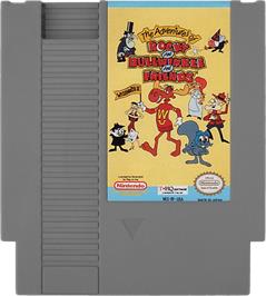Cartridge artwork for Adventures of Rocky and Bullwinkle and Friends on the Nintendo NES.