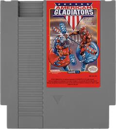 Cartridge artwork for American Gladiators on the Nintendo NES.