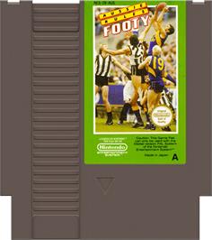 Cartridge artwork for Aussie Rules Footy on the Nintendo NES.