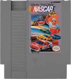 Cartridge artwork for Bill Elliott's NASCAR Challenge on the Nintendo NES.