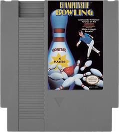 Cartridge artwork for Championship Bowling on the Nintendo NES.