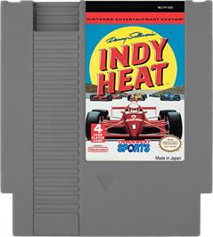 Cartridge artwork for Danny Sullivan's Indy Heat on the Nintendo NES.