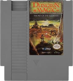 Cartridge artwork for Dungeon Magic: Sword of the Elements on the Nintendo NES.