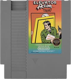 Cartridge artwork for Elevator Action on the Nintendo NES.