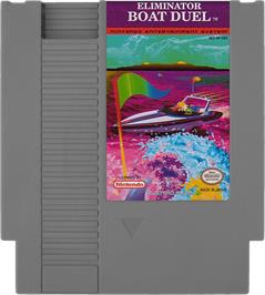 Cartridge artwork for Eliminator Boat Duel on the Nintendo NES.