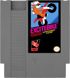 Cartridge artwork for Excite Bike on the Nintendo NES.