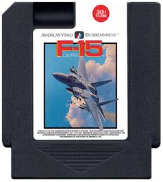 Cartridge artwork for F-15 City War on the Nintendo NES.