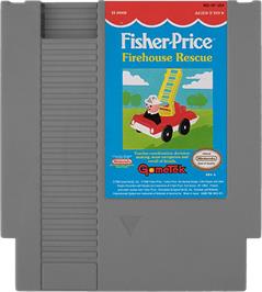 Cartridge artwork for Fisher-Price: Firehouse Rescue on the Nintendo NES.
