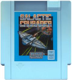 Cartridge artwork for Galactic Crusader on the Nintendo NES.