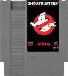 Cartridge artwork for Ghostbusters on the Nintendo NES.