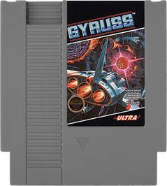 Cartridge artwork for Gyruss on the Nintendo NES.