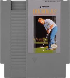 Cartridge artwork for Jack Nicklaus' Greatest 18 Holes of Major Championship Golf on the Nintendo NES.
