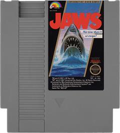 Cartridge artwork for Jaws on the Nintendo NES.