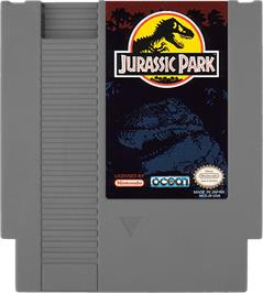 Cartridge artwork for Jurassic Park on the Nintendo NES.