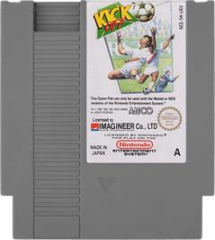 Cartridge artwork for Kick Off on the Nintendo NES.