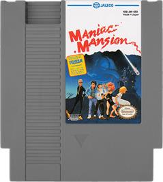 Cartridge artwork for Maniac Mansion on the Nintendo NES.