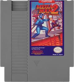 Cartridge artwork for Mega Man 2 on the Nintendo NES.