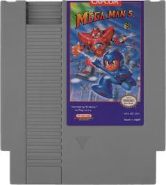 Cartridge artwork for Mega Man 5 on the Nintendo NES.