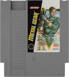 Cartridge artwork for Metal Gear on the Nintendo NES.