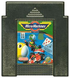 Cartridge artwork for Micro Machines on the Nintendo NES.