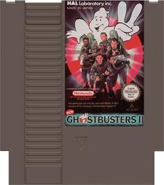 Cartridge artwork for New Ghostbusters 2 on the Nintendo NES.