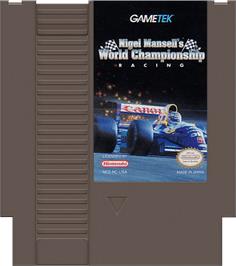 Cartridge artwork for Nigel Mansell's World Championship on the Nintendo NES.