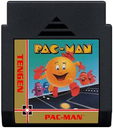 Cartridge artwork for Pac-Mania on the Nintendo NES.