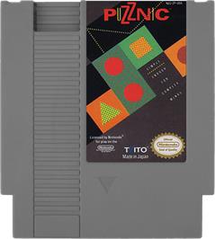 Cartridge artwork for Puzznic on the Nintendo NES.