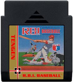 Cartridge artwork for RBI Baseball on the Nintendo NES.