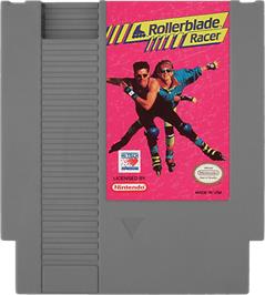 Cartridge artwork for Rollerblade Racer on the Nintendo NES.