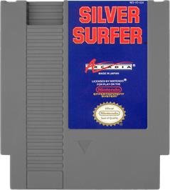 Cartridge artwork for Silver Surfer on the Nintendo NES.