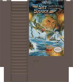 Cartridge artwork for Sky Shark on the Nintendo NES.