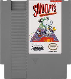 Cartridge artwork for Snoopy's Silly Sports Spectacular on the Nintendo NES.