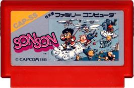 Cartridge artwork for Son Son on the Nintendo NES.