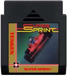 Cartridge artwork for Super Sprint on the Nintendo NES.