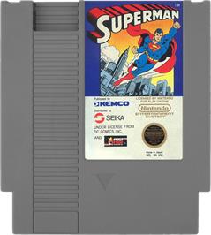 Cartridge artwork for Superman on the Nintendo NES.