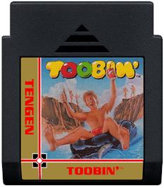 Cartridge artwork for Toobin' on the Nintendo NES.