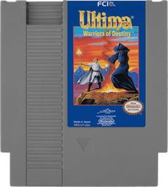 Cartridge artwork for Ultima V: Warriors of Destiny on the Nintendo NES.